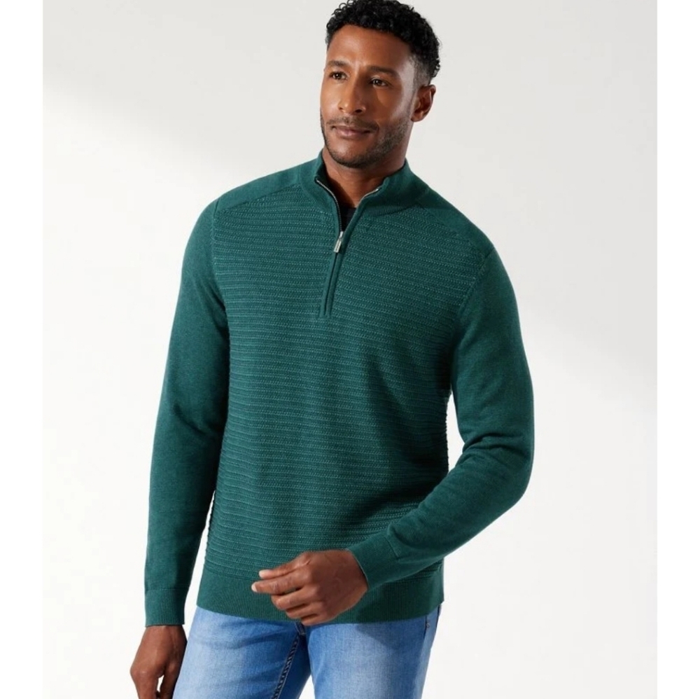 LIKE NEW Tommy Bahama Seaport 1/2 Zip Mens‎ Pullover Sweater Small Green
